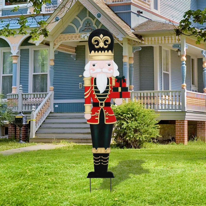 VCUTEKA Christmas Yard Sign Decorations Outdoor Christmas Nutcracker Gifts Yard Signs with Metal Stakes for Xmas Holiday Party Lawn Sign Garden Decor Outdoor Yard Signs - Image 1